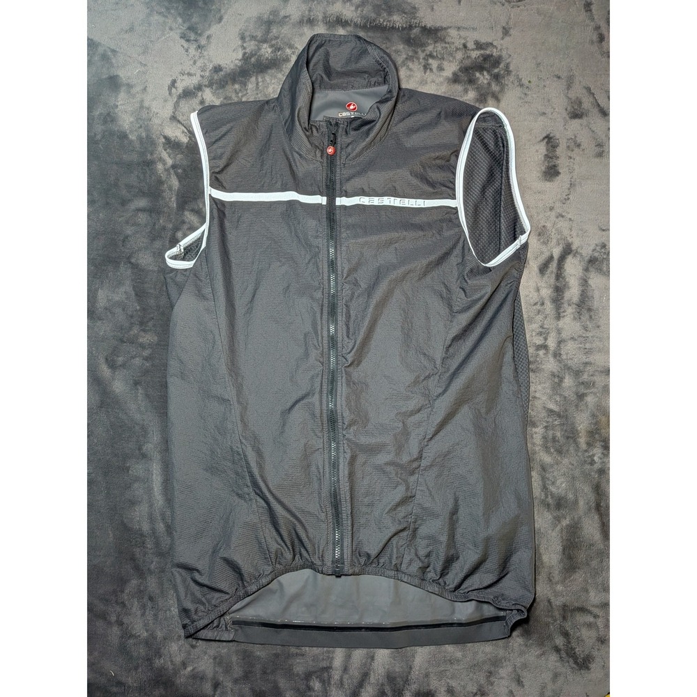 Castelli Squadra Cycling Vest Polyester Mens L Gray Windproof Gilet Bike Jacket